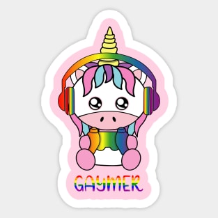 Gaymer, cute unicorn Sticker